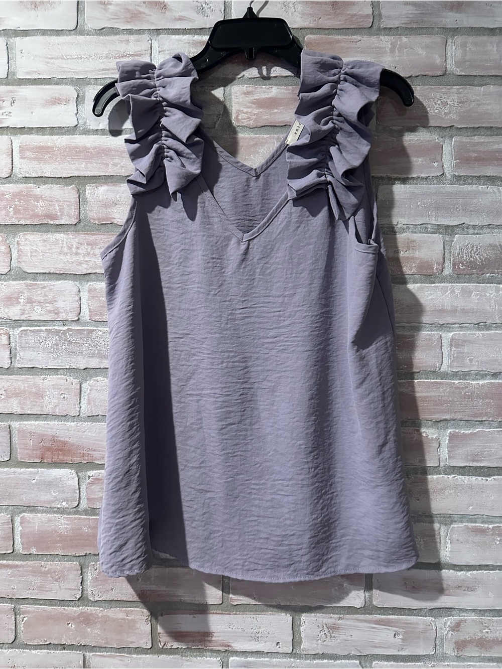 Entro Ruffled Shoulder Sleeveless Top - Lavender L